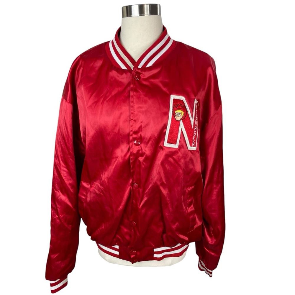 Vintage Swingster Nebraska Huskers Red Satin Bomber Jacket Vintage XXL FLAWED